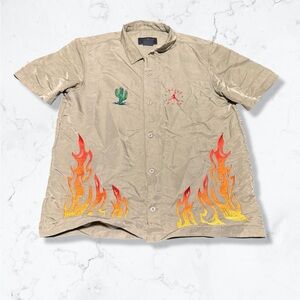 Cactus Jack by Travis Scott Tan Flame Casual Button Down Shirt